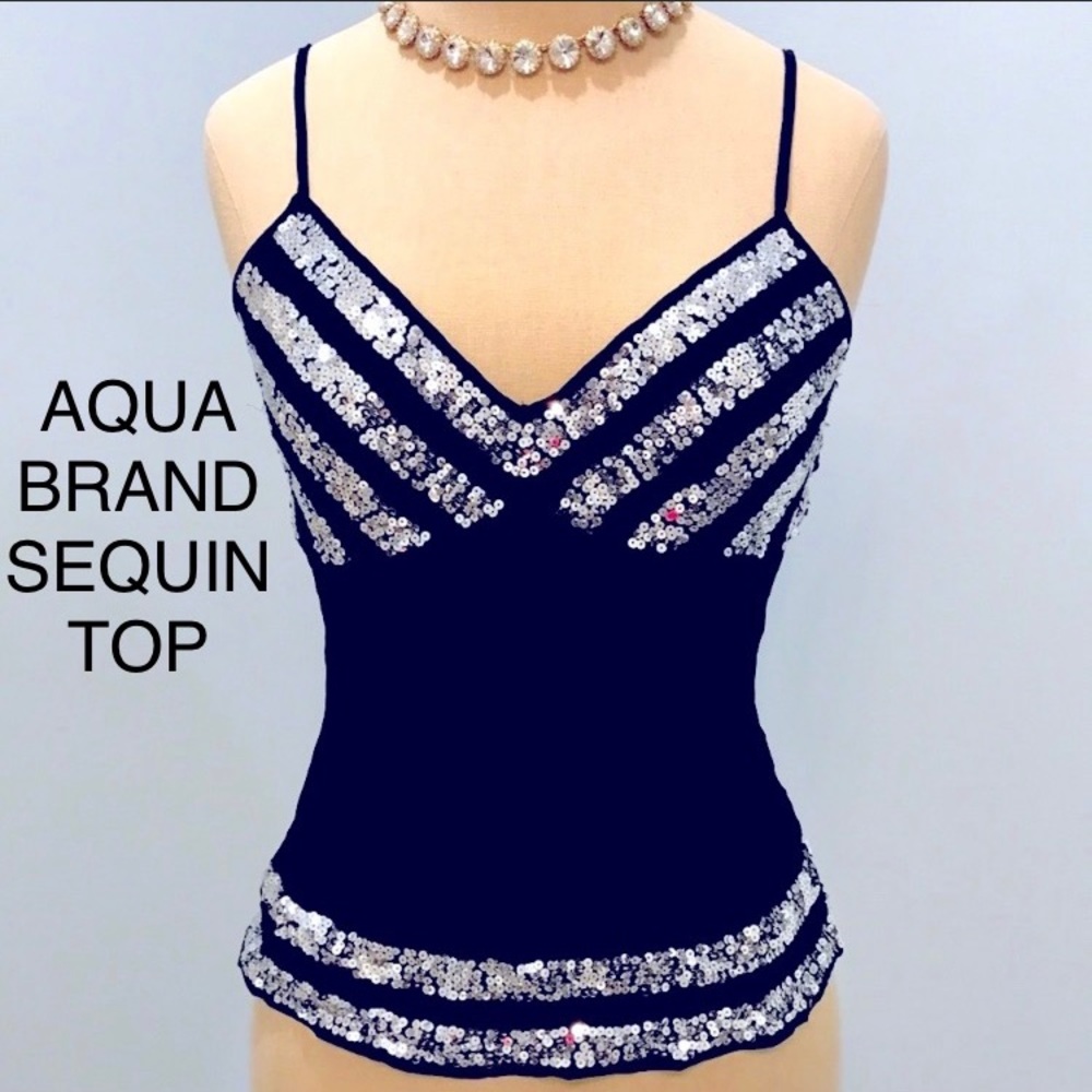 💯✅AUTHENTIC AQUA BLOOMIES 100% SILK SEQUINED CAMI